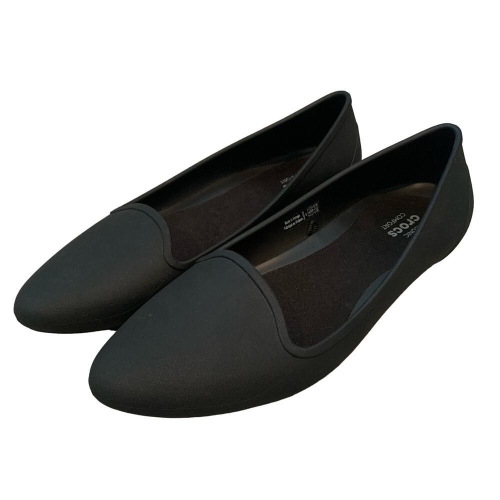 Crocs Eve Flats Slip-On Almond Toe Ballerinas - Black - Size 5